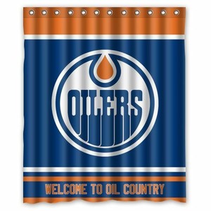 Edmonton Oilers Hockey Waterproof Fabric Bath Shower Curtain 60