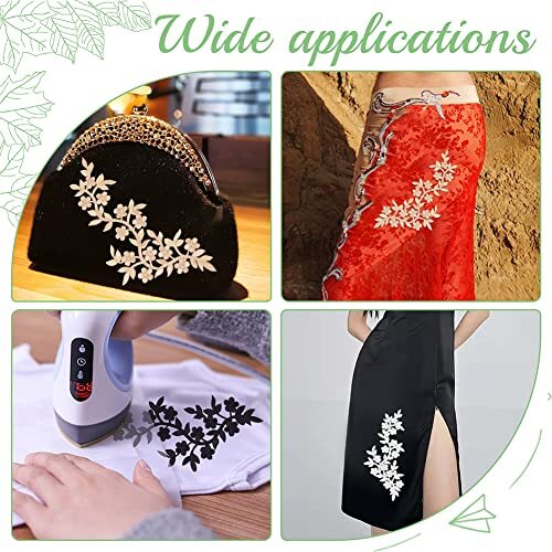 6 Pcs 3 Colors Embroidery Lace Flower Patches Iron on & Sew on Patches Black ... - 第 6/6 張圖片