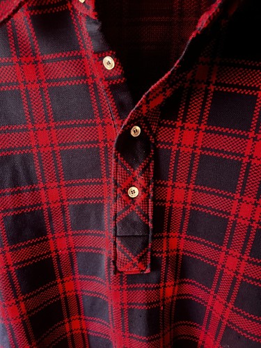 Vintage Lord Jeff Pullover Long Sleeve Red Plaid Double Knit Shirt - Check Pics! - Picture 2 of 8