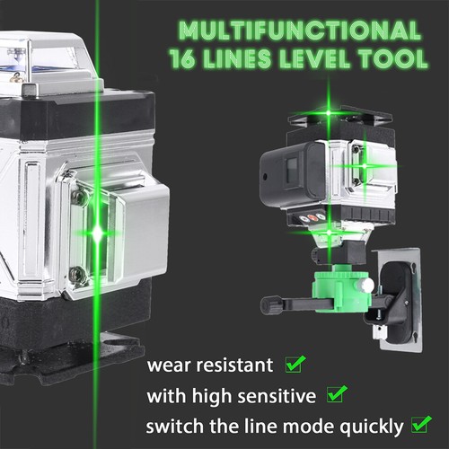 360° 16 Line Laser Level 4D Wasserwaage Kreuzlinienlaser Selbstnivellierend DE - Bild 5 von 20