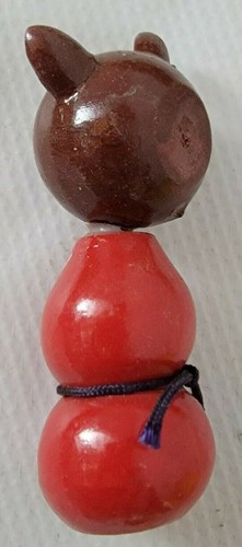 Lot of 2 Vintage Mini Painted Wood Japan Cartoony Comical Raccoon Figurine - Picture 4 of 9