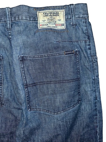 Guess USA Bootcut Jeans Mens 36X31 Blue Denim Baggy Medium Wash Logo Y2K VTG - Picture 5 of 5