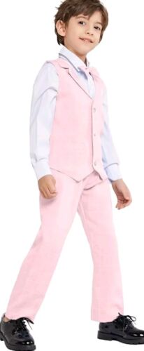 Boys Vest Suits 4PC Wedding Ring Bearer Outfit Wasitcoat Shirt Pants Bow Tie 11 - Picture 6 of 6