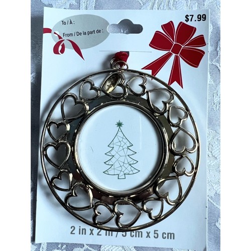 Neu 2021 Goldfarben Rund mit Herzen Weihnachtsschmuck Bilderrahmen - Bild 1 von 5