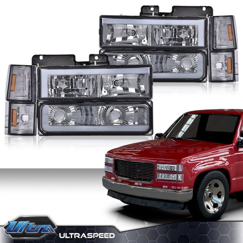 Fit For 1994-1998 C10 C/K Silverado LED DRL Headlight + Bumper Corner Lamp - Picture 12 of 19