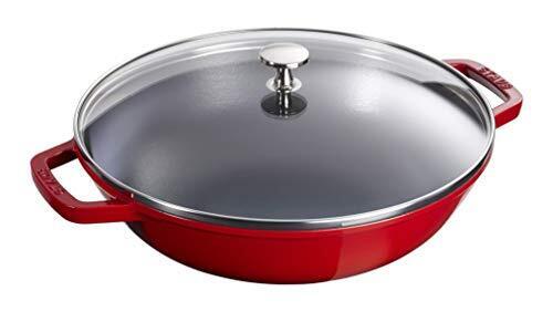 STAUB Gusseisen Wok mit Glasdeckel und abnehmbarem Grill Ø 30 cm 4,40 L Kirsche