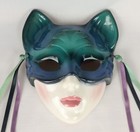 Clay Art Wall Mask Cat Face Vintage 1990 Feline Lady 90s Decor Ceramic 
