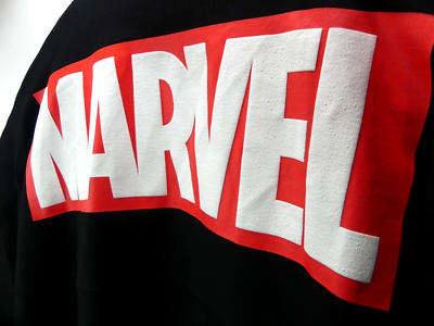 Marvel Logo Spirit Jersey Raised Print Adult XL Black Comics Marvel Logo Spirit Jersey Raised Print Adult XL Black Comics