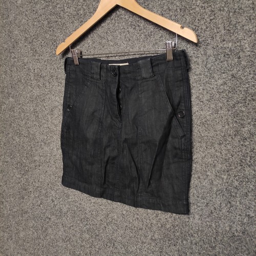 Country Road Womens Mini Skirt Size 8 Denim Navy Blue Pockets Button Stretch - Picture 5 of 9