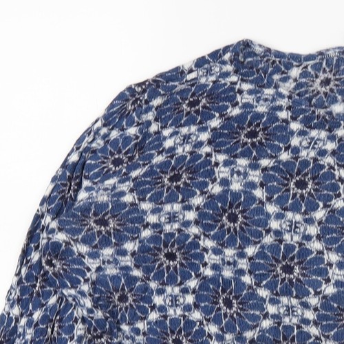 H&M Womens Blue Round Neck Geometric Cotton Pullover Jumper Size M - Picture 5 of 10