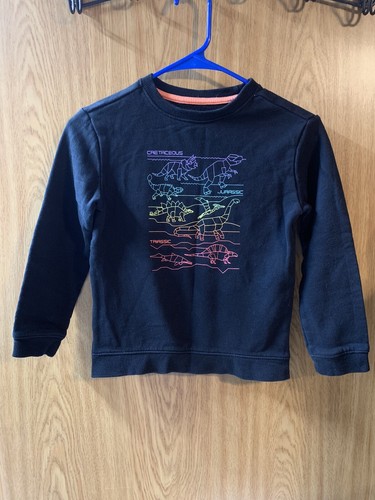 Cat & Jack Kids Size S 6/7 Pullover Sweatshirt Black with Dinosaur Print - Picture 1 of 4