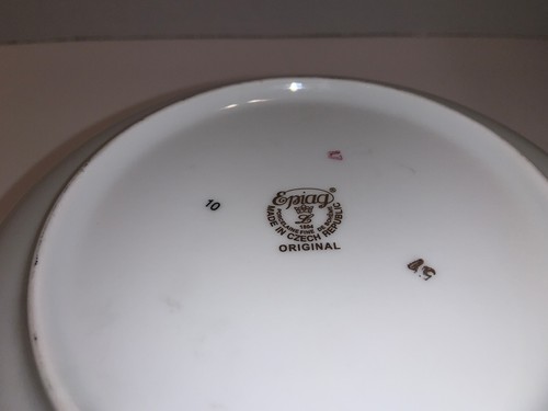 EPIAG REPUBBLICA CECA CACCIA ROSSA 9 1/16" CIOTOLA DA PORTATA Rosso Decorato in Oro - Foto 8 di 10