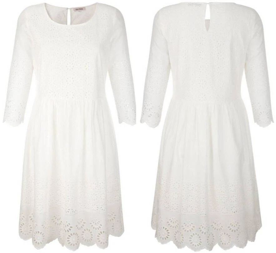 NEU: ZAUBERHAFT IBIZA SOMMERKLEID LOCHSPITZE 44 46 48 ALBA MODA weiss *61881900 - Bild 3 von 3