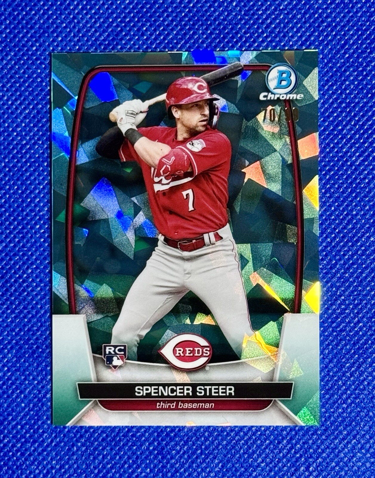 SPENCER STEER 2023 Bowman Chrome Sapphire Edition Aqua Refractor RC /99 #52 Reds