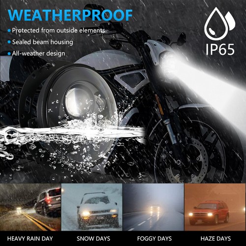 7" LED Headlight 4.5" Foglight Bracket Black For Harley IP65 6000K High Low Beam - Picture 8 of 13