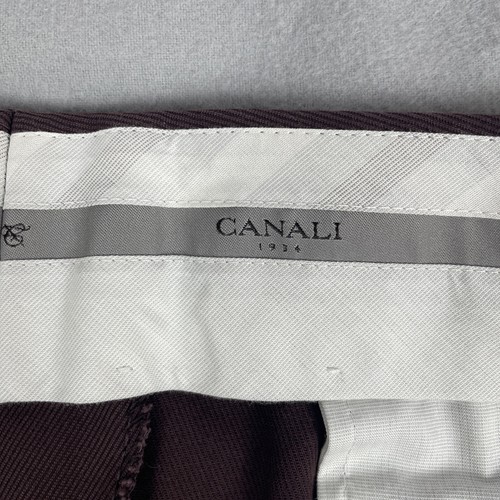 Canali Pantaloni Uomo 36x30 Marrone Rosso Stretch Cotone Piatto Chino Italia - Foto 5 di 10