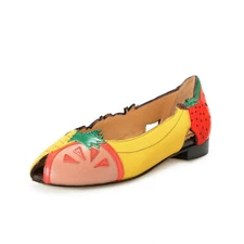 Charlotte Olympia Girls "INCY TUTTI FRUTTI" Leather Ballet Flats Shoes