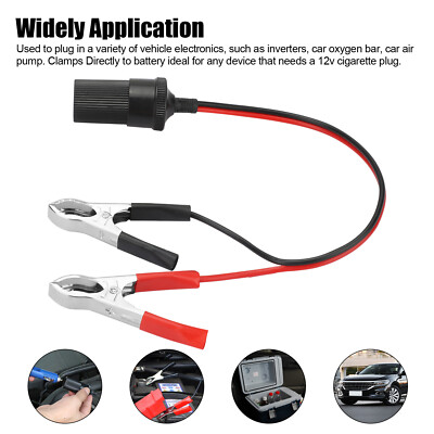 male cigarette lighter plug to crocodile clips Car Battery Alligator Clamp Cable Clip Cigarette Lighter Adapter Socket 12V  Lot
