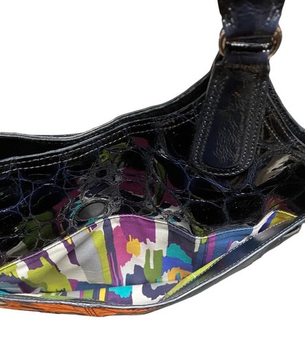 BRIGHTON NAVY BLUE CROC EMBOSSED LEATHER SHOULDER BAG GREAT CONDITION D956223 - Picture 4 of 9