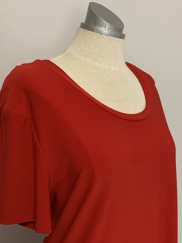 Joseph Ribkoff Size 18 Vibrant Red Top Stretch Shirttail Hem  - Imagen 2 de 8