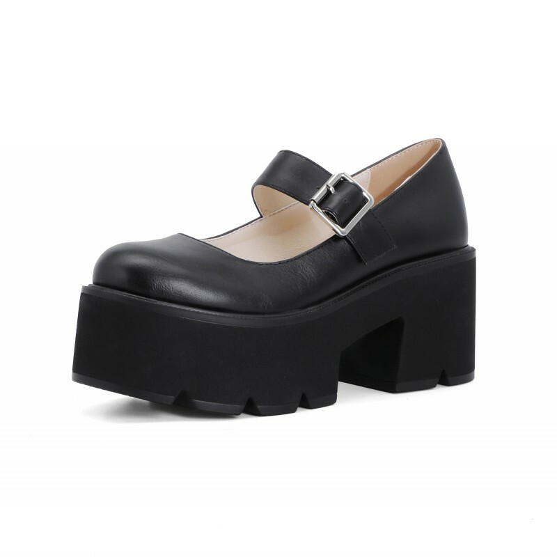 New Women's Lolita Thick Sole Platform Ankle Strap Casual College Shoes Pumps D Popularne, nowe