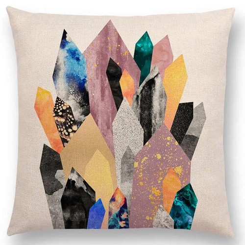Sun Moon Dreamy Peaks Colorful Triangle Mountains Surrealism Cushion Cover - Picture 39 of 49