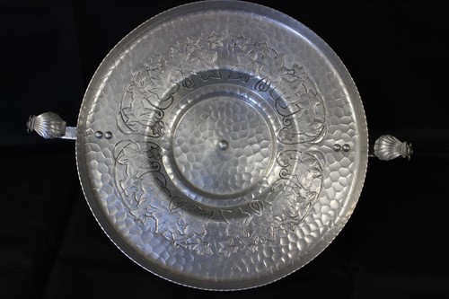 Vintage Aluminum Hand Wrought Lazy Susan Serving Tray 14" - Picture 3 of 5