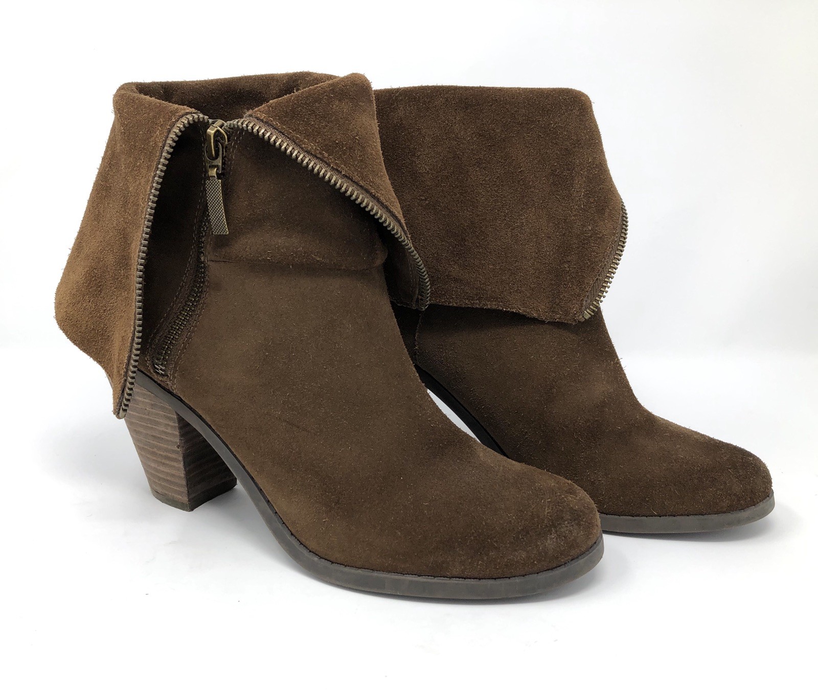 ADAM TUCKER Me Too Size 10 Womens Ankle Boots Pelican Brown Suede Fold Down ADAM TUCKER Me Too Size 10 Womens Ankle Boots Pelican Brown Suede Fold Down