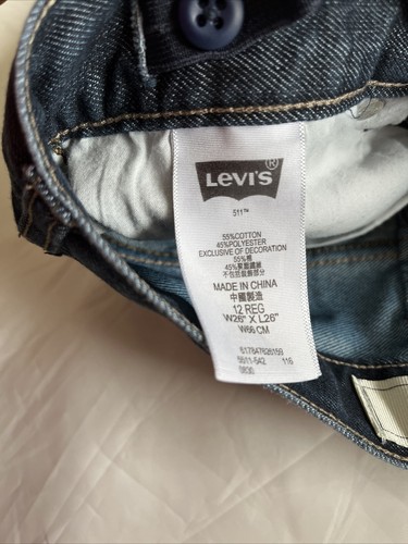Levis Jeans Ragazzo 12 Reg 511 Slim Fit Tasche Lavate Dritte Scure 26x26 - Foto 4 di 10