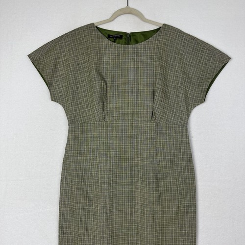 Lafayette 148 Womens Sheath Dress Green Cap Sleeve Wool Silk Blend Size 12 NWT - Picture 2 of 11