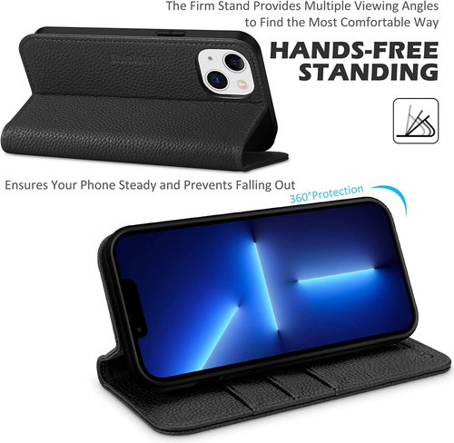 SHIELDON Wallet Case for iPhone 14 5G, Genuine Leather Flip with [Card... - Picture 139 of 153