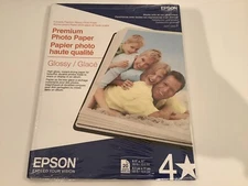 EPSON PREMIUM PHOTO PAPER GLOSSY 20 SHEETS 8.5"x11" - NEW & SEALED -