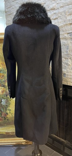Perry Ellis Wool Coat Double Button Faux Fur High Collar Size 6 Made In Ukraine - Picture 7 of 13