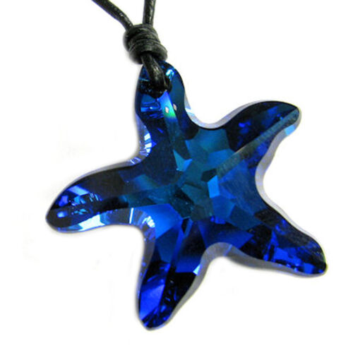 Collar Gargantilla de Cuero Negro Swarovski Elements Cristal Estrella de Mar de 28 mm - Imagen 2 de 4