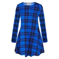 WOMEN LADIES LONG SLEEVE SWING DRESS FLARED A LINE SKATER DRESS TOP SIZE 8-26