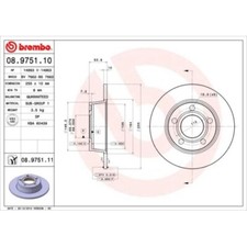 2x Bremsscheibe BREMBO 08.9751.11 passend für AUDI