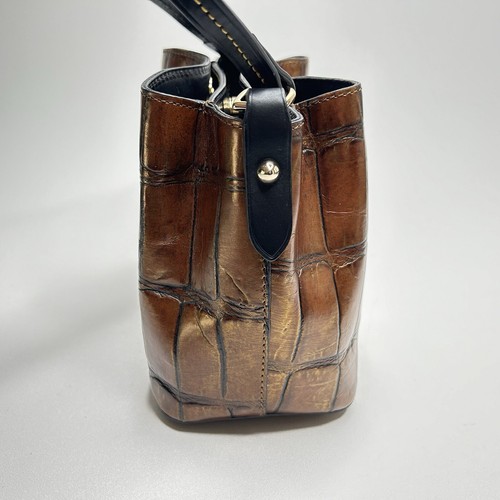 DOONEY & BOURKE Mini Barlow Croco Design Shoulder Bag Purse Leather Bronzy Brown - Picture 4 of 12