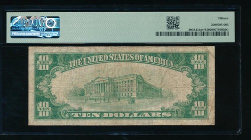 AC 1928B $10 Cleveland *star* PMG 15 Fr 2002-D* - Picture 2 of 2