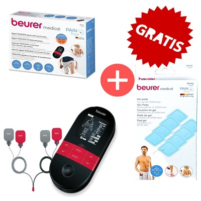 Beurer EM 59 Heat digitales TENS / EMS Gerät, 4-in-1 + GRATIS! GEL PADS