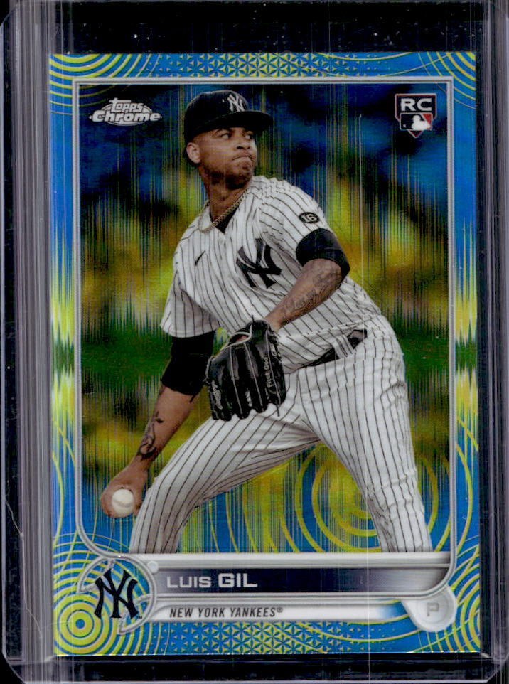 2022 Topps Chrome Sonic Luis Gil Blue Yellow Pulse Refractor Rookie Card #71/75