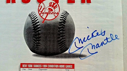 MICKEY MANTLE PERSONALLY SIGNED 1994 New York Yankees Spring Roster COA - Picture 3 of 3