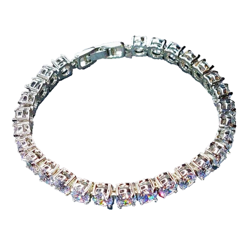 Brazalete de tenis de 10 quilates de circonitas cúbicas y plata de ley 925 - Imagen 4 de 5