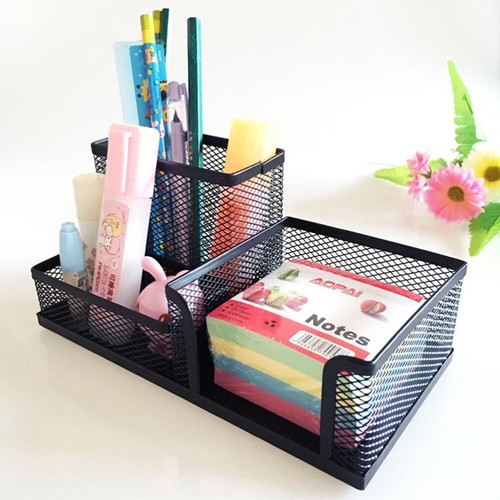 Black Mesh Pen Holder Book Pen Holder Compartment Desk Organizer - Picture 12 of 12