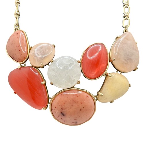 Collana Chico's dichiarazione gioielli 22" regolabile nuova con etichetta tono oro pietre rosa - Foto 2 di 11