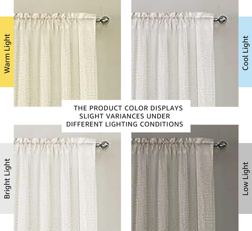 Natural Linen Rod Pocket Curtain W84 2 Panels Semi Sheer Rustic Farmhouse Home - Picture 3 of 12