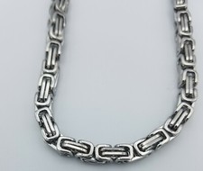 7"--44" STAINLESS STEEL SILVER 6MM BYZANTINE TURKISH BOX CHAIN NECKLACE