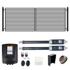 ALEKO Milan Style Dual Swing Steel Driveway Gate 16 feet Black with Gate Opener