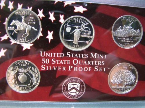 1999 S U.S. Mint SILVER Proof Set 9 Coin Set W/ U.S. Mint Box & C.O.A. - 第 4/4 張圖片