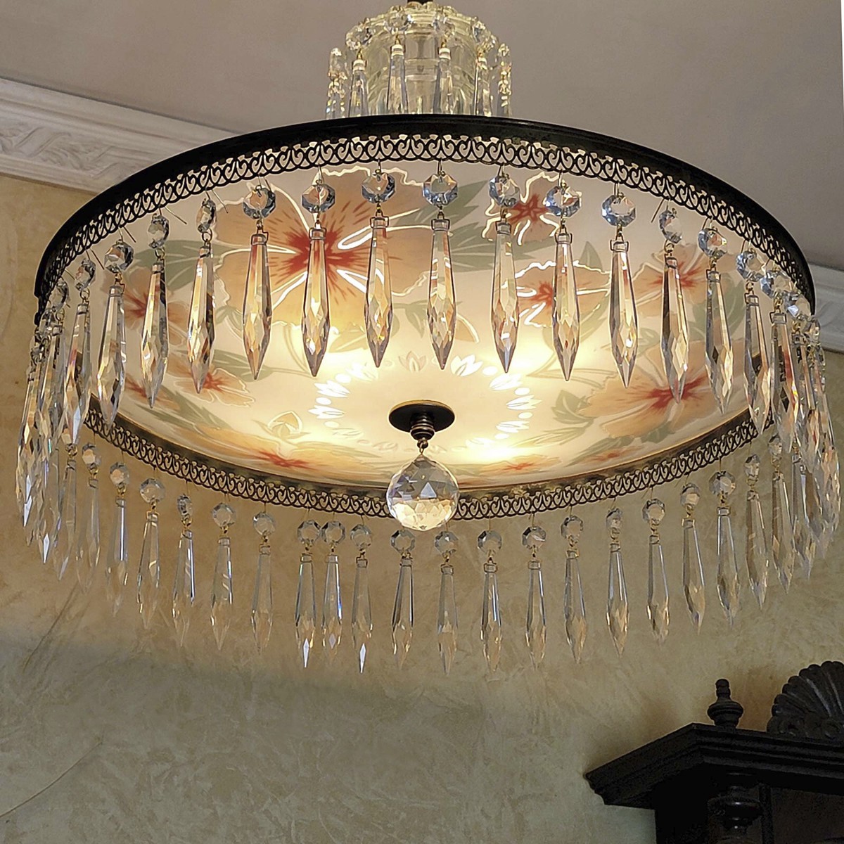 ヴィンテージライト 409c Antique Vintage 1930's Ceiling Lamp Fixture Glass