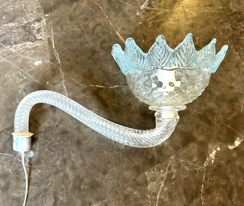 VINTAGE MURANO VENETIAN GLASS CHANDELIER 12" FLOWER SOCKET ARM REPLACEMENT BLUE - Picture 2 of 7